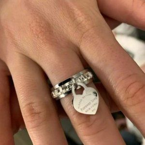 NEW Silver Stainless Steel Rhinestone Heart Ring 6